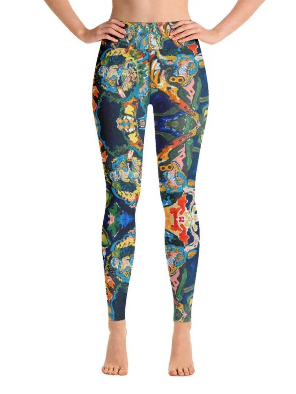 Artist "No Bull" graffiti print leggings colorful yoga exercise athleisure XS